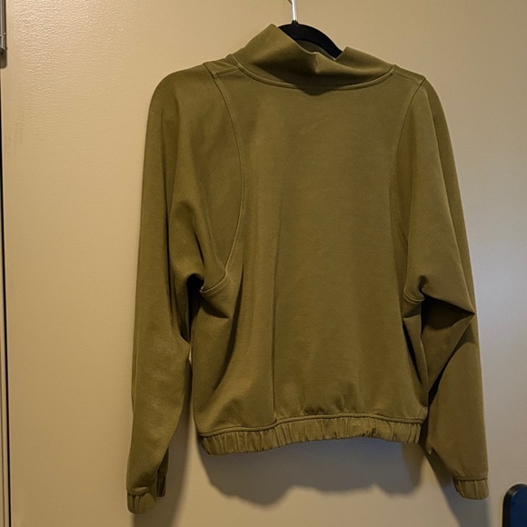 Olive Green crop Quarter-Zip Pullover - Picture 2 of 2